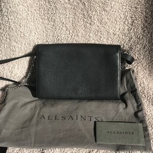 All Saints Fetch Large Leather Chain Wallet Cross